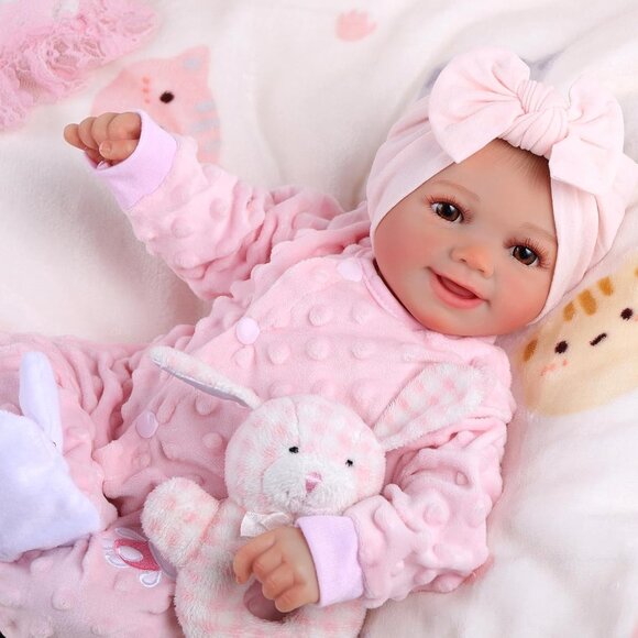 🆕17inch Soft Cloth Body Newborn Baby Poseable Limbs Sakura Baby Doll Girl - Picture 3 of 9
